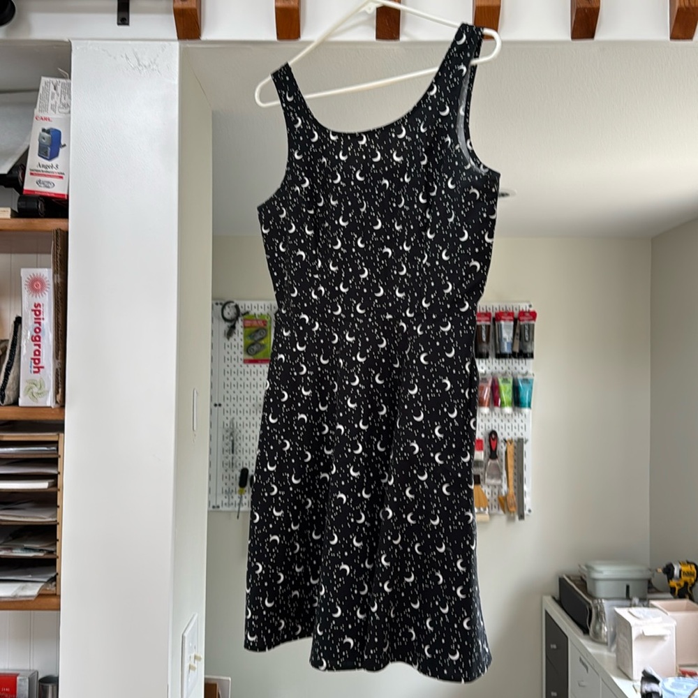 Black Dress with Glow Moons and Stars Pattern